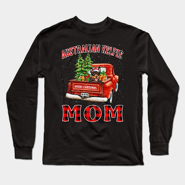 Christmas Australian Kelpie Mom Santa Hat Truck Tree Plaid Dog Mom Christmas Long Sleeve T-Shirt by intelus